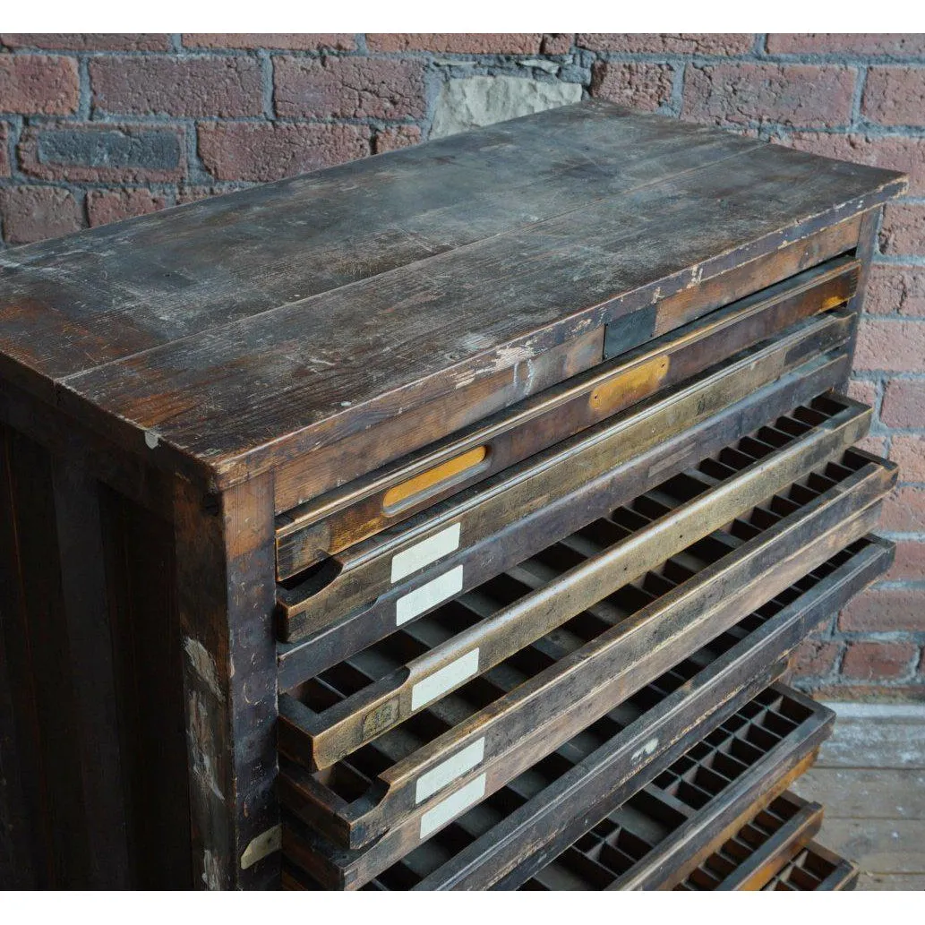 Antique Typsetting Drawer Unit - printers storage drawers