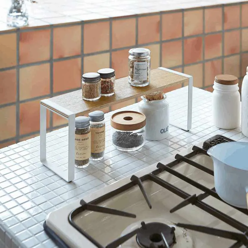 Metal Wooden Standing Kitchen Rack Shelve Storage Organizer