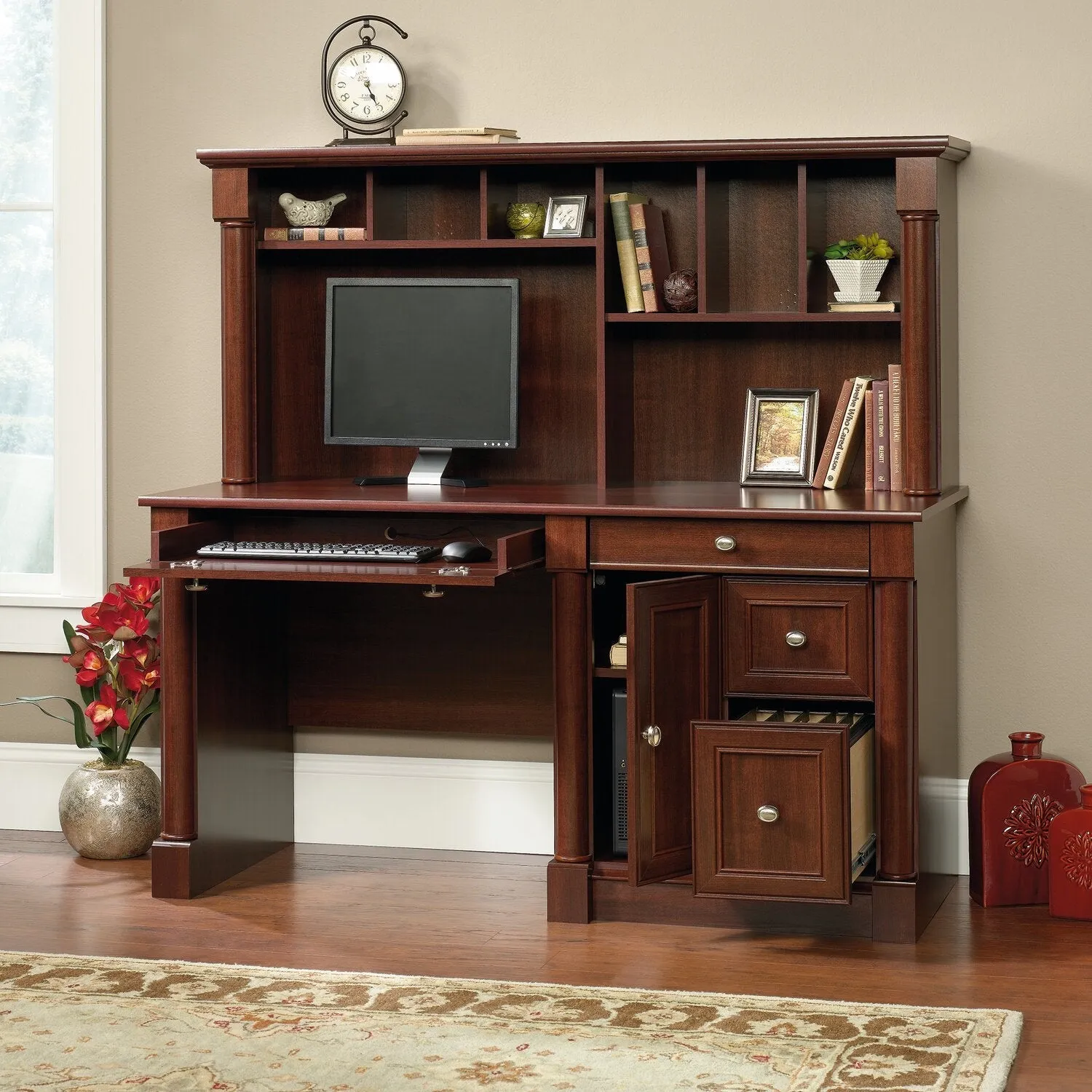 Souris Desk with Hutch - Select Cherry