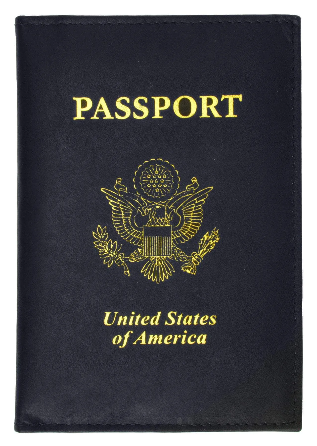 USA Gold Genuine Leather Passport Cover for Travel with Credit Card Slots 601 CF USA (C)